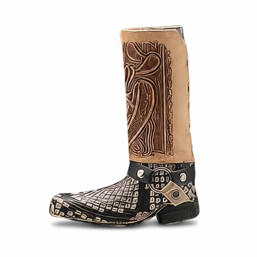 Mexican Boot Shot Glass - Handmade Hand Tooled Leather